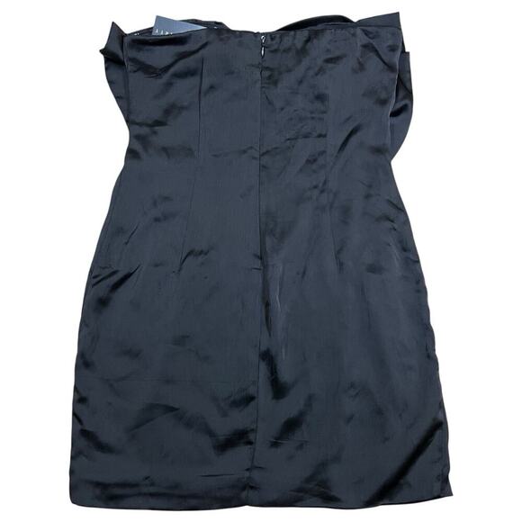 Thirty Thirty Mini Short Black Dress Satin Bow Front Party Semi Formal Strapless - Picture 4 of 7